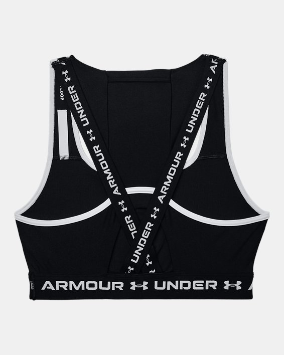 Damen Armour® Mid Crossback Pocket Sport-BH, Black, pdpMainDesktop image number 12